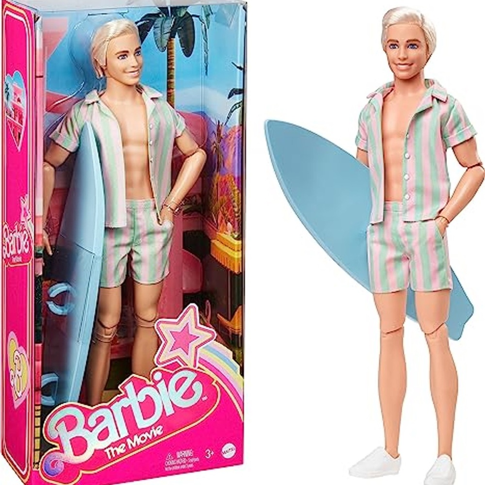 Ken Doll Wearing Pastel Striped Beach Matching Set – Barbie The Movie